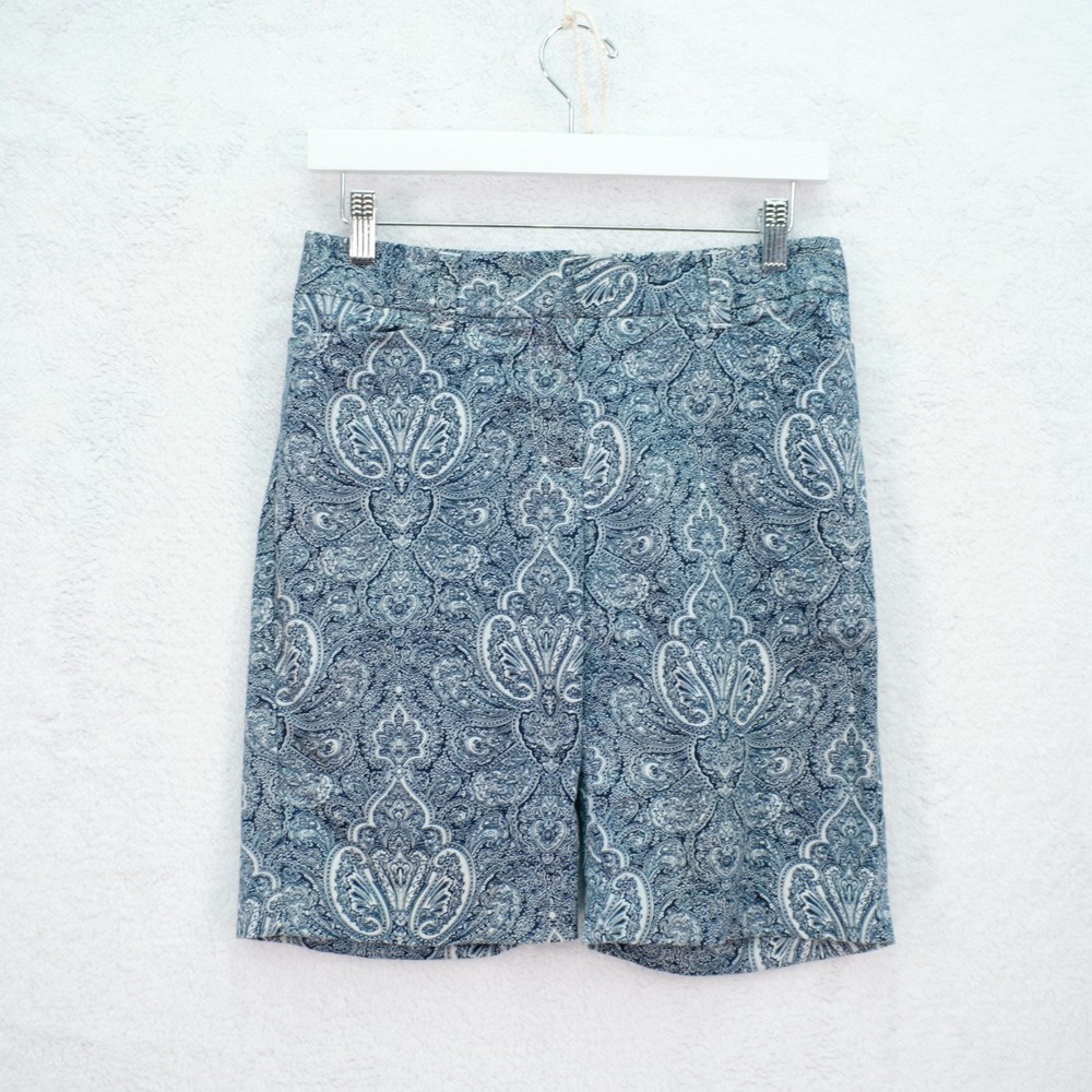 Liz Claiborne New York‎ Jackie Shorts Blue White Paisley  -12P 30 / 9- Mid Rise